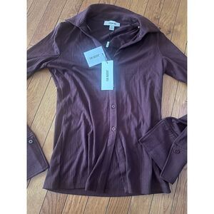 NWT Jason Wu XS Soft Button Down Blouse Mahogany